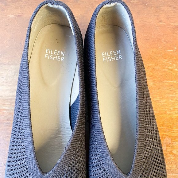 Eileen Fisher Seam Knit Flat Stretch Loafer Slip On Chocolate Brown - Picture 6 of 8